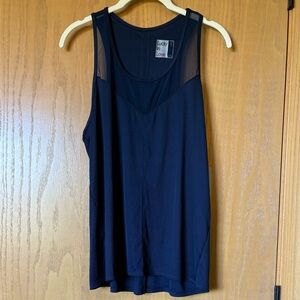Lucky in Love Navy Tank Top with Sheer Accents